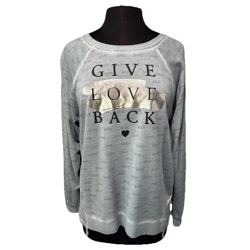 NEW Dantelle Give Love Back Sweatshirt Women's Size M Nissi Teal‎ Long Sleeve